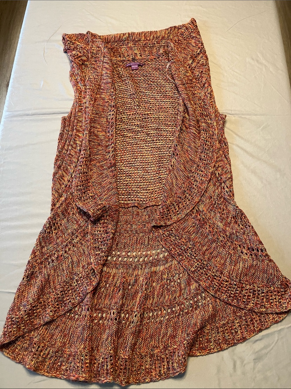Beverly Drive Multicolor Orange-Pink Knit Sleeveless Cardigan
